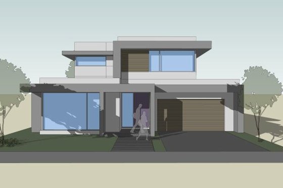 Exterior - Front Elevation for Modern House Plan #496-26 - 3 bed, 2.5 bath