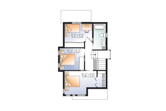 Floor Plan - Upper Floor for Contemporary House Plan #23-2612 - 3 bed, 1.5 bath