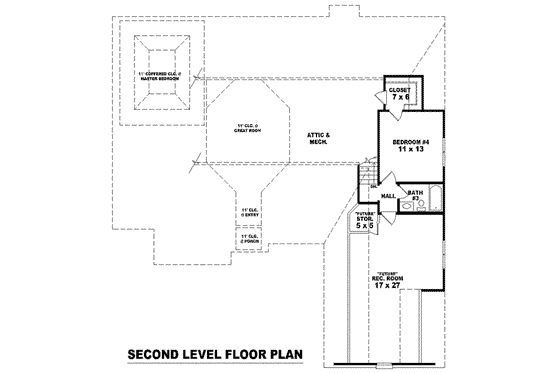 Floor Plan - Upper Floor for European House Plan #81-1570 - 4 bed, 3 bath