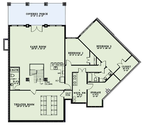 Craftsman Floor Plan - Lower Floor Plan #17-2500