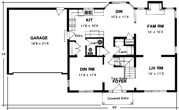 Country Floor Plan - Main Floor Plan #316-102