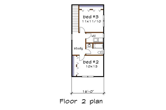 Floor Plan - Upper Floor for Farmhouse House Plan #79-270 - 3 bed, 2 bath