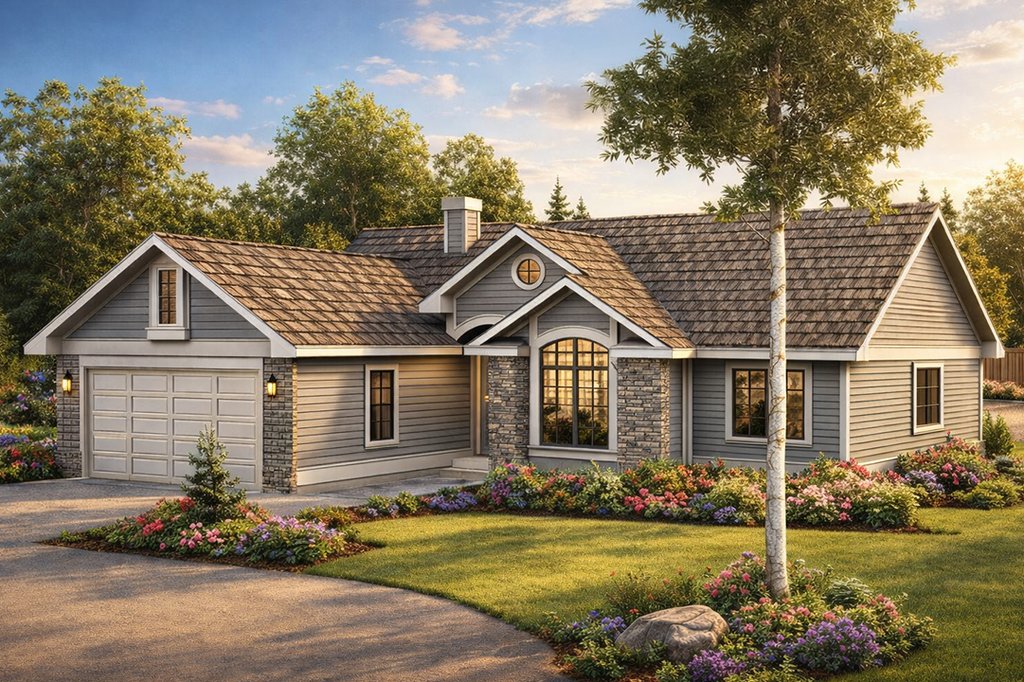 Exterior - Front Elevation 2 for Traditional House Plan #124-291 - 3 bed, 2 bath
