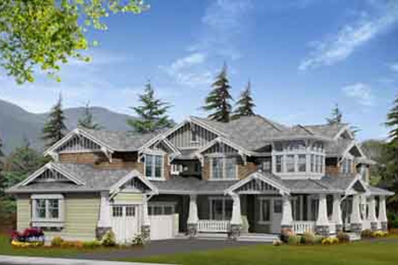House Blueprint - Exterior - Front Elevation for Craftsman House Plan #132-170 - 4 bed, 3 bath