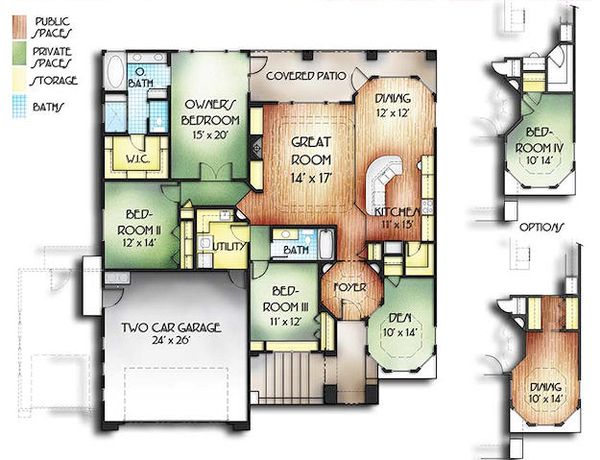 Adobe / Southwestern Floor Plan - Main Floor Plan #24-226