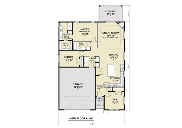 Floor Plan - Main Floor for Craftsman House Plan #1070-274 - 3 bed, 2 bath