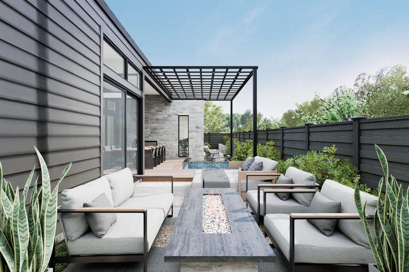 House Blueprint - Exterior - Outdoor Living for Modern House Plan #1087-1 - 4 bed, 3.5 bath