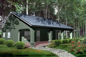 Cabin Exterior - Front Elevation Plan #1-127