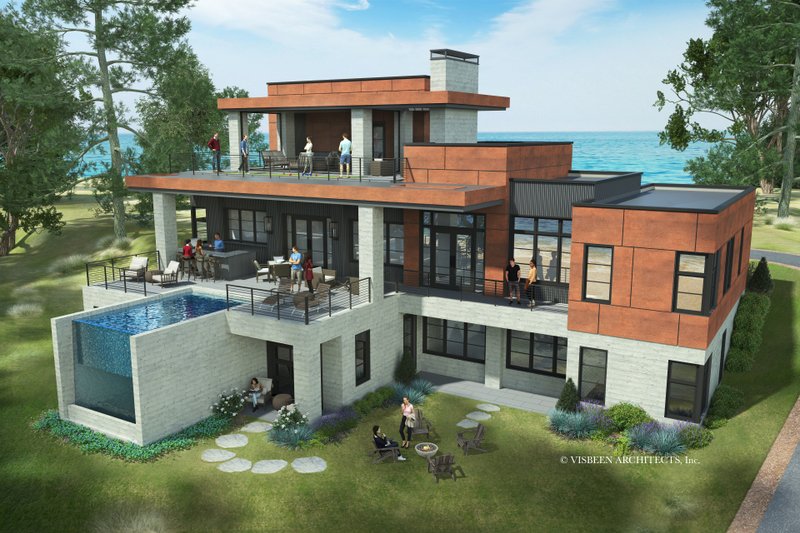 House Blueprint - Exterior - Rear Elevation for Contemporary House Plan #928-408 - 4 bed, 4.5 bath