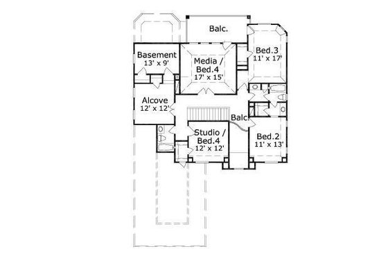 Floor Plan - Upper Floor for European House Plan #411-498 - 5 bed, 3.5 bath