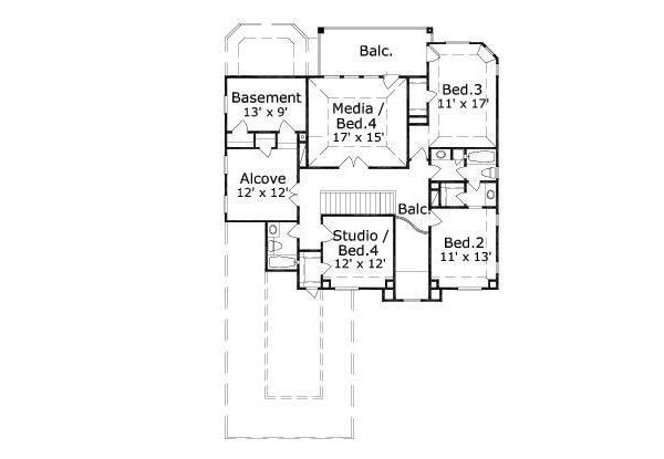 European Floor Plan - Upper Floor Plan #411-498