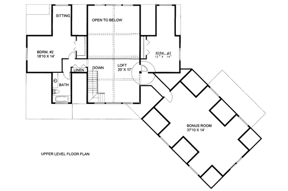 Floor Plan - Upper Floor for Craftsman House Plan #117-737 - 3 bed, 2.5 bath
