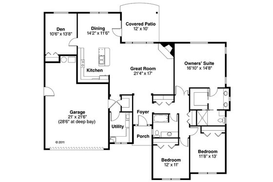 Floor Plan - Main Floor for Traditional House Plan #124-869 - 3 bed, 2 bath