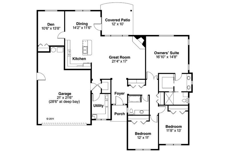 Architectural House Design - Floor Plan - Main Floor for Traditional House Plan #124-869 - 3 bed, 2 bath