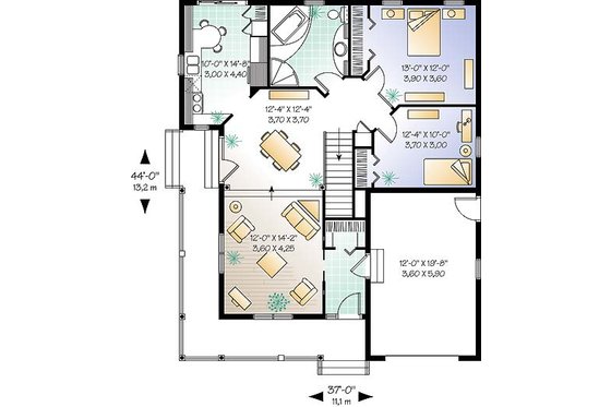 Floor Plan - Main Floor for Farmhouse House Plan #23-135 - 2 bed, 1 bath