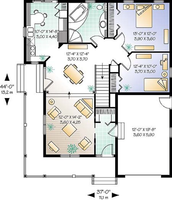Floor Plan - Main Floor for Farmhouse House Plan #23-135 - 2 bed, 1 bath