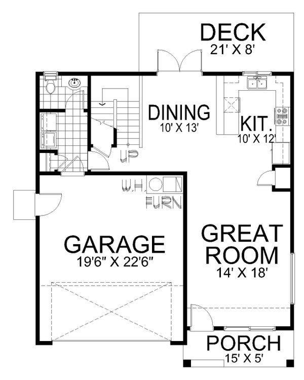 House Design - Floor Plan - Main Floor for Craftsman House Plan #112-318 - 3 bed, 2.5 bath
