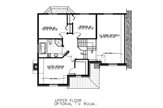 Floor Plan - Upper Floor for European House Plan #138-323 - 3 bed, 1.5 bath