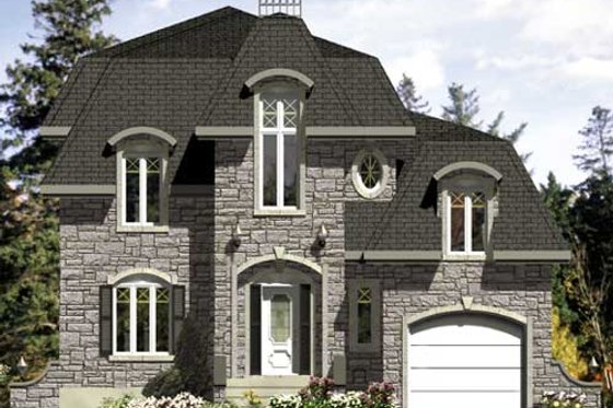 Exterior - Front Elevation for European House Plan #138-273 - 3 bed, 1.5 bath