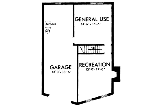 Floor Plan - Lower Floor for Bungalow House Plan #320-155 - 3 bed, 2 bath