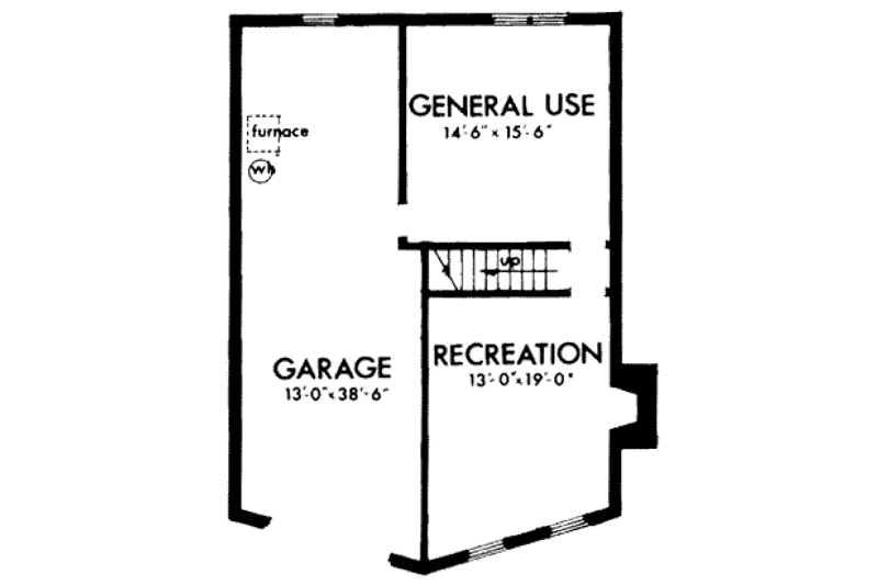 Architectural House Design - Floor Plan - Lower Floor for Bungalow House Plan #320-155 - 3 bed, 2 bath