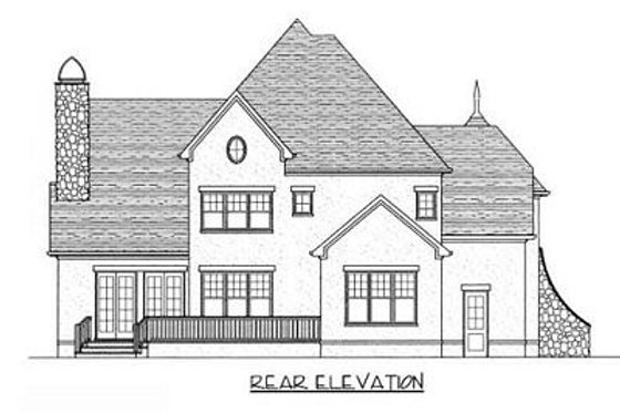 Exterior - Rear Elevation for European House Plan #413-108 - 4 bed, 4 bath