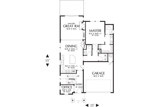 Floor Plan - Main Floor for Craftsman House Plan #48-660 - 4 bed, 2.5 bath