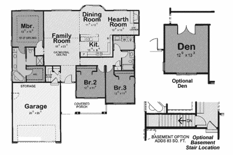 Home Plan - Floor Plan - Main Floor for Traditional House Plan #20-1799 - 3 bed, 2 bath