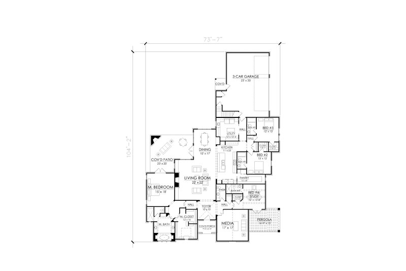 Dream House Plan - Floor Plan - Main Floor for Traditional House Plan #1098-8 - 4 bed, 4.5 bath