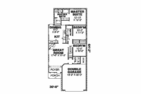 Floor Plan - Main Floor for Southern House Plan #34-139 - 3 bed, 2 bath