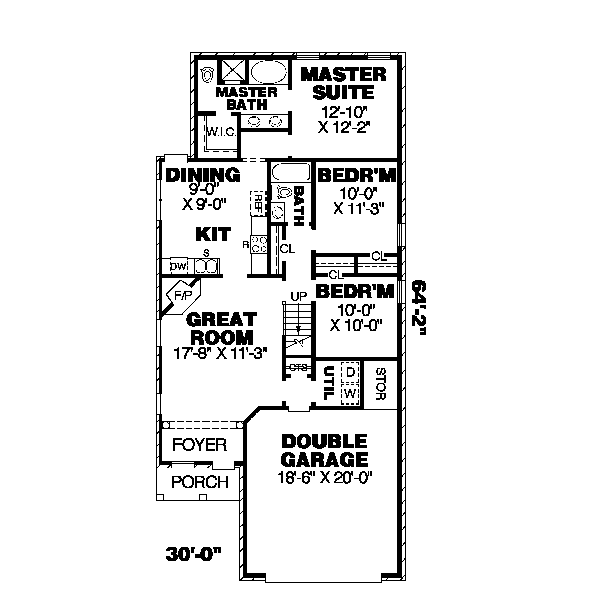 Architectural House Design - Southern Floor Plan - Main Floor Plan #34-139