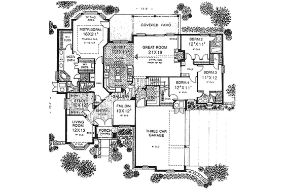 Floor Plan - Main Floor for European House Plan #310-551 - 4 bed, 3 bath