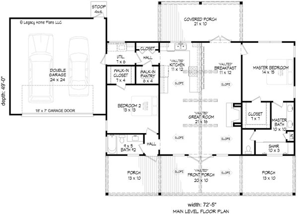 Prairie Floor Plan - Main Floor Plan #932-967