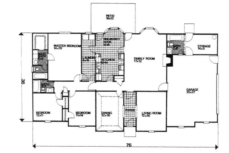 Dream House Plan - Floor Plan - Main Floor for Ranch House Plan #30-171 - 3 bed, 3 bath