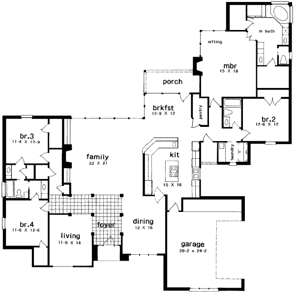 Architectural House Design - European Floor Plan - Main Floor Plan #301-115