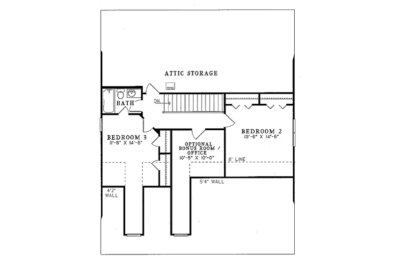 House Blueprint - Floor Plan - Upper Floor for Southern House Plan #17-257 - 3 bed, 2.5 bath