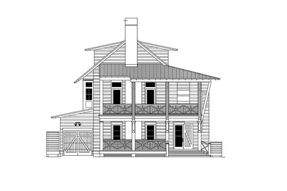 Exterior - Front Elevation 3 for Beach House Plan #443-13 - 4 bed, 4.5 bath