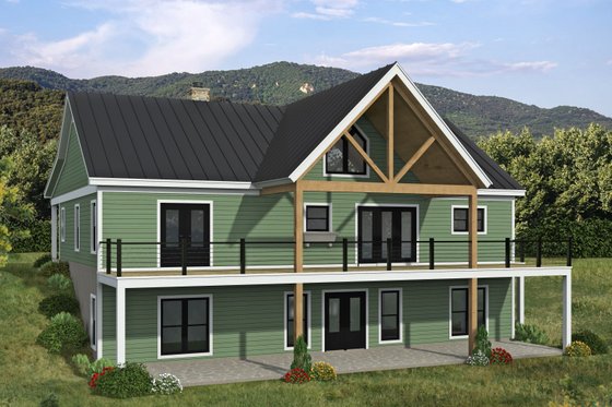 Exterior - Rear Elevation for Country House Plan #932-1122 - 2 bed, 2 bath