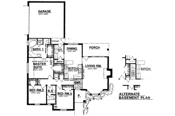Floor Plan - Main Floor for European House Plan #40-288 - 3 bed, 2 bath