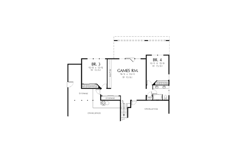 Home Plan - Floor Plan - Lower Floor for Mediterranean House Plan #48-426 - 4 bed, 3 bath