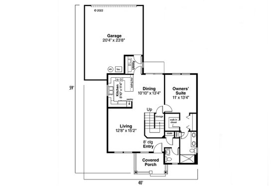 Floor Plan - Main Floor for Traditional House Plan #124-307 - 3 bed, 2.5 bath