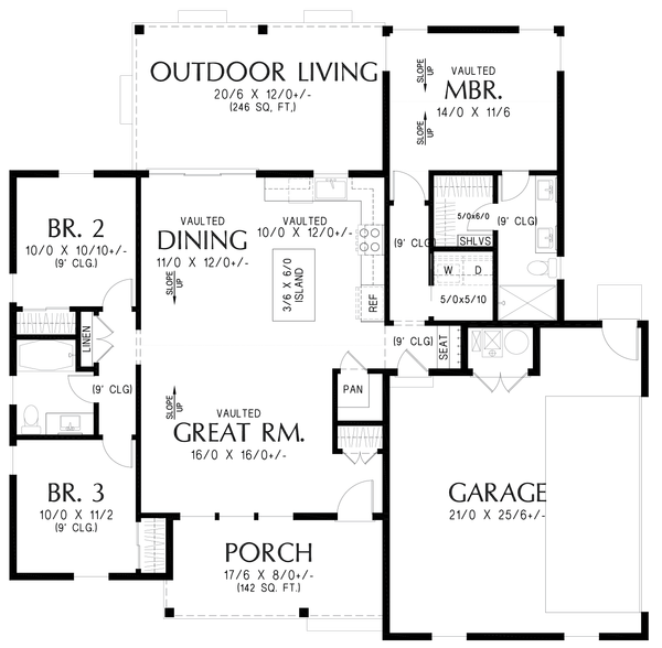 Home Plan - Floor Plan - Main Floor for Farmhouse House Plan #48-1229 - 3 bed, 2 bath