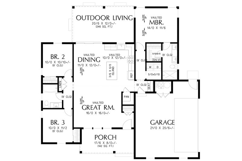 Home Plan - Floor Plan - Main Floor for Farmhouse House Plan #48-1229 - 3 bed, 2 bath