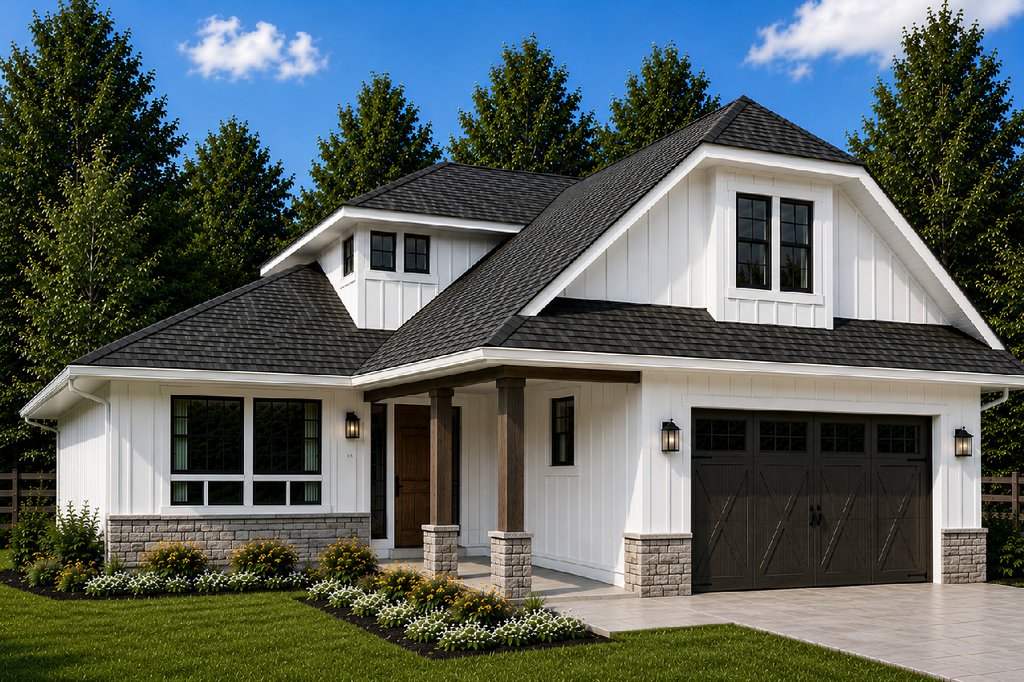 Exterior - Front Elevation 2 for European House Plan #126-184 - 3 bed, 2.5 bath