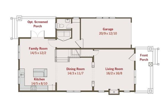 Floor Plan - Main Floor for Craftsman House Plan #461-25 - 3 bed, 2.5 bath