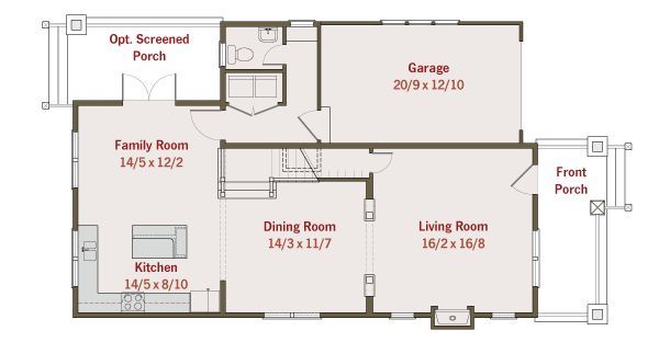 Craftsman Floor Plan - Main Floor Plan #461-25
