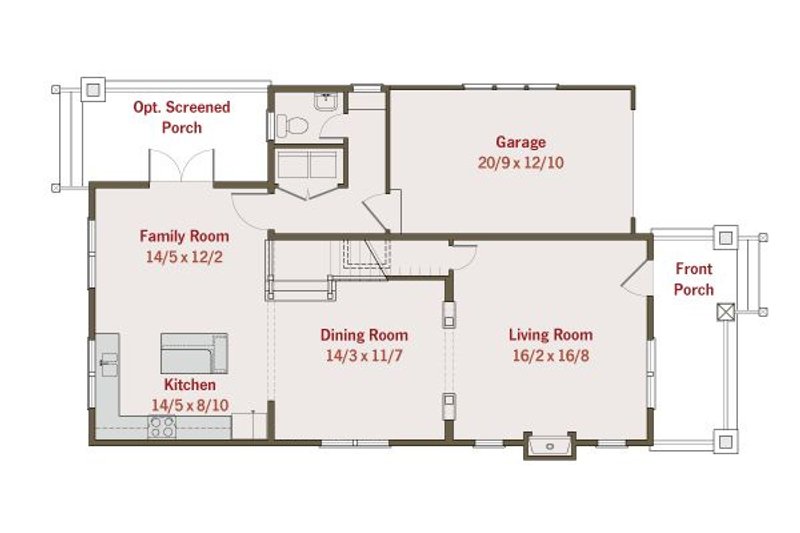 Architectural House Design - Floor Plan - Main Floor for Craftsman House Plan #461-25 - 3 bed, 2.5 bath