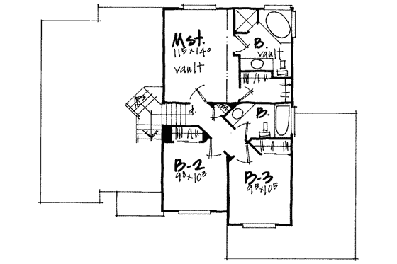 Floor Plan - Upper Floor for Traditional House Plan #308-199 - 3 bed, 2.5 bath
