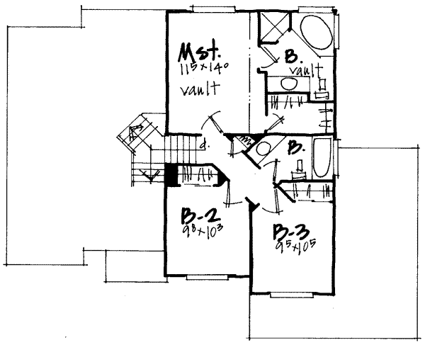 Floor Plan - Upper Floor for Traditional House Plan #308-199 - 3 bed, 2.5 bath