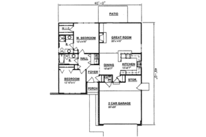Floor Plan - Main Floor for Ranch House Plan #116-199 - 2 bed, 2 bath